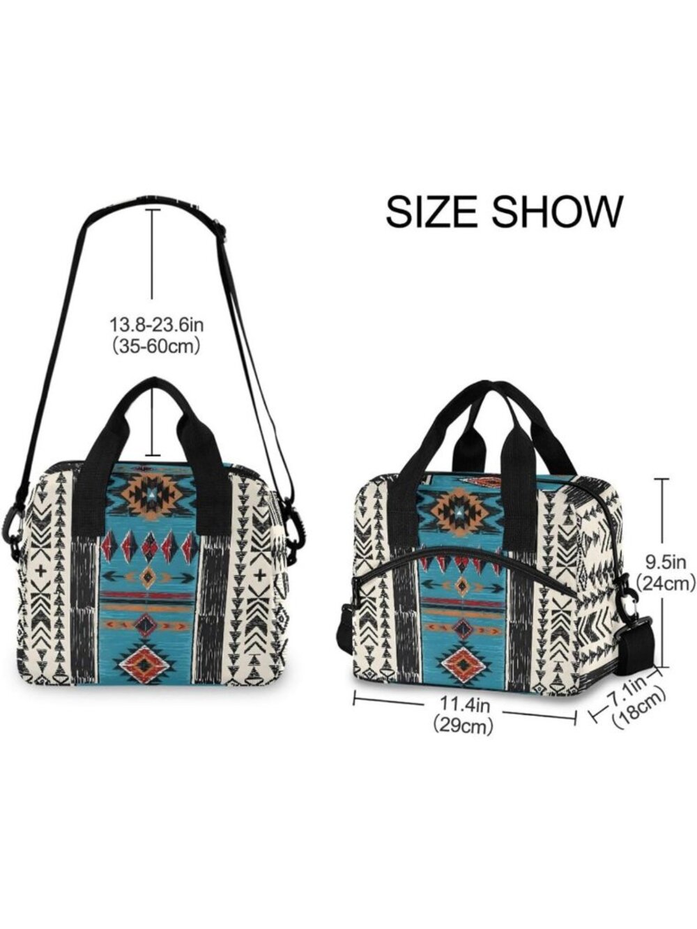 Tribal Aztec Insulated Lunch Bag | Reusable Cooler Tote for Work, School, Picnic - Picture 2 of 6